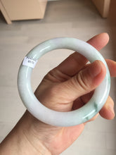 Load image into Gallery viewer, 卖了 60mm certified Type A 100% Natural light sunny green white purple chubby round cut Jadeite Jade bangle BQ70-8570
