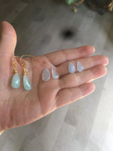 Load image into Gallery viewer, 100% natural super icy watery green/white/purple type A jadeite jade water drop earring group B202
