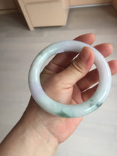 Load image into Gallery viewer, 卖了 60mm certified Type A 100% Natural light sunny green white purple chubby round cut Jadeite Jade bangle BQ70-8570
