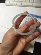 Load image into Gallery viewer, 58.5mm Certified Type A 100% Natural icy watery white/light green flat slim Jadeite Jade bangle BG223-8575
