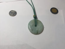 Load image into Gallery viewer, 34.4mm Type A 100% Natural light green Jadeite Jade Safety Guardian Button donuts pendant PA107
