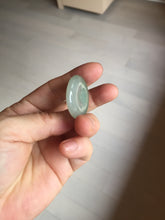 Load image into Gallery viewer, 28.7mm Type A 100% Natural icy watery oily dark green/gray Jadeite Jade Safety Guardian Button donuts Pendant PC117
