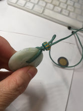 Load image into Gallery viewer, 34.4mm Type A 100% Natural light green Jadeite Jade Safety Guardian Button donuts pendant PA107
