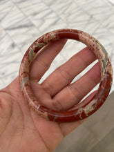 Load image into Gallery viewer, 61.7mm 100% natural red/pink slim round cut red jasper stone bangle SY30
