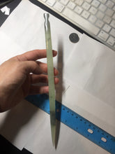 Load image into Gallery viewer, 23cm 100% Natural light green black (绿水墨) Xiu Jade Serpentine square style hairpin AW16
