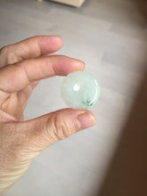 Load image into Gallery viewer, 26.5mm Type A 100% Natural icy watery light green white Jadeite Jade Safety Guardian Button donuts Pendant PC116
