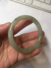 Load image into Gallery viewer, 53mm 100% Natural icy watery light green with floating dandelions round cut nephrite bangle HF99
