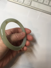 Load image into Gallery viewer, 53mm 100% Natural icy watery light green with floating dandelions round cut nephrite bangle HF99
