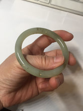 Load image into Gallery viewer, 53mm 100% Natural icy watery light green with floating dandelions round cut nephrite bangle HF99
