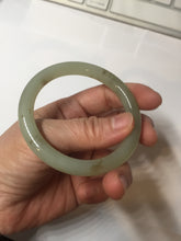 Load image into Gallery viewer, 53mm 100% Natural icy watery light green with floating dandelions round cut nephrite bangle HF99
