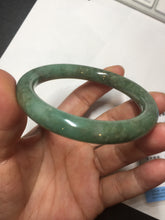 Load image into Gallery viewer, 55.5mm Certified Type A 100% Natural  dark green/gray round cut Jadeite Jade bangle D155-5370
