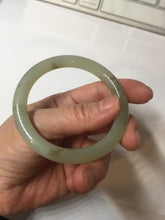 Load image into Gallery viewer, 53mm 100% Natural icy watery light green with floating dandelions round cut nephrite bangle HF99
