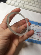 Load image into Gallery viewer, 54.5mm Certified Type A 100% Natural icy watery white/light green/light purple flat slim Jadeite Jade bangle BG224-8576
