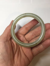 Load image into Gallery viewer, 53mm 100% Natural icy watery light green with floating dandelions round cut nephrite bangle HF99
