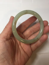 Load image into Gallery viewer, 53mm 100% Natural icy watery light green with floating dandelions round cut nephrite bangle HF99
