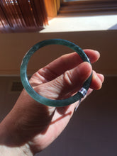 Load image into Gallery viewer, 56mm Certified Type A 100% Natural dark green/blue/gray with flying snow Guatemala slim round cut Jadeite bangle PD17-4445
