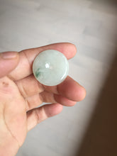 Load image into Gallery viewer, 26.5mm Type A 100% Natural icy watery light green white Jadeite Jade Safety Guardian Button donuts Pendant PC116
