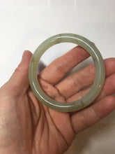 Load image into Gallery viewer, 53mm 100% Natural icy watery light green with floating dandelions round cut nephrite bangle HF99
