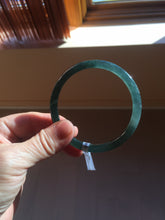 Load image into Gallery viewer, 56mm Certified Type A 100% Natural dark green/blue/gray with flying snow Guatemala slim round cut Jadeite bangle PD17-4445
