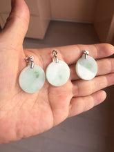 Load image into Gallery viewer, 100% Natural type A sunny green/yellow round Jadeite Jade safe and sound pendant group BL145
