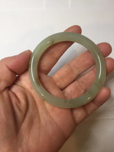 Load image into Gallery viewer, 53mm 100% Natural icy watery light green with floating dandelions round cut nephrite bangle HF99
