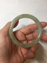 Load image into Gallery viewer, 53mm 100% Natural icy watery light green with floating dandelions round cut nephrite bangle HF99
