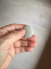 Load image into Gallery viewer, 26.5mm Type A 100% Natural icy watery light green white Jadeite Jade Safety Guardian Button donuts Pendant PC116
