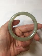 Load image into Gallery viewer, 53mm 100% Natural icy watery light green with floating dandelions round cut nephrite bangle HF99
