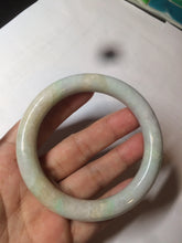 Load image into Gallery viewer, 58.9mm certified 100% natural type A light sunny green/purple/yellow chubby round cut jadeite jade bangle BF37-9225
