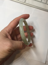 Load image into Gallery viewer, 53mm 100% Natural icy watery light green with floating dandelions round cut nephrite bangle HF99
