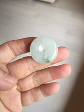 Load image into Gallery viewer, 26.5mm Type A 100% Natural icy watery light green white Jadeite Jade Safety Guardian Button donuts Pendant PC116
