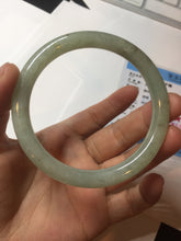 Load image into Gallery viewer, 58.6mm Certified Type A 100% Natural light green/brown round cut Jadeite Jade bangle AR108-4511
