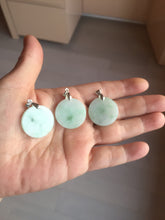 Load image into Gallery viewer, 100% Natural type A sunny green/yellow round Jadeite Jade safe and sound pendant group BL145
