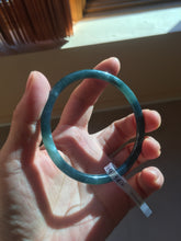 Load image into Gallery viewer, 58.4mm Certified Type A 100% Natural dark green/blue/gray with flying snow Guatemala slim round cut Jadeite bangle PD50-5519
