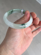 Load image into Gallery viewer, 53.9mm certified natural 100% natural Type A light green/white with green floating flowers jadeite jade bangle BP20-4999
