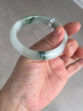 Load image into Gallery viewer, 53.9mm certified natural 100% natural Type A light green/white with green floating flowers jadeite jade bangle BP20-4999
