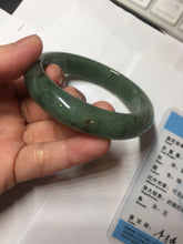 Load image into Gallery viewer, 55.5mm Certified Type A 100% Natural oily dark green(老油青)/gray Jadeite bangle BG225-3214

