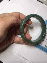 Load image into Gallery viewer, 55.5mm Certified Type A 100% Natural oily dark green(老油青)/gray Jadeite bangle BG225-3214
