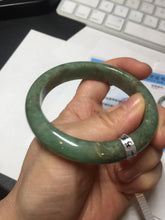 Load image into Gallery viewer, 55.5mm Certified Type A 100% Natural  dark green/gray Jadeite Jade bangle D156-5371
