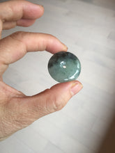 Load image into Gallery viewer, 27.3mm Type A 100% Natural icy watery dark green(绿水墨) Jadeite Jade Safety Guardian Button donuts Pendant PC115
