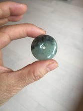 Load image into Gallery viewer, 27.3mm Type A 100% Natural icy watery dark green(绿水墨) Jadeite Jade Safety Guardian Button donuts Pendant PC115
