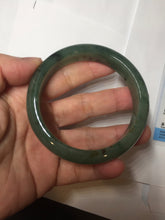Load image into Gallery viewer, 55.5mm Certified Type A 100% Natural oily dark green(老油青)/gray Jadeite bangle BG225-3214
