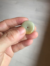 Load image into Gallery viewer, 23.8mm Type A 100% Natural light green yellow Jadeite Jade Safety Guardian Button donuts Pendant PC114
