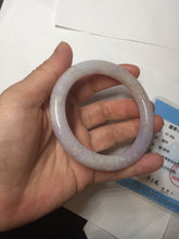Load image into Gallery viewer, 55.5mm Certified Type A 100% Natural light purple white round cut Jadeite bangle PA110-6566
