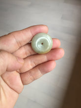Load image into Gallery viewer, 23.8mm Type A 100% Natural light green yellow Jadeite Jade Safety Guardian Button donuts Pendant PC114
