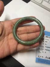 Load image into Gallery viewer, 50.5mm certificated Type A 100% Natural dark green/gray round cut oval Jadeite Jade bangle D157-5372
