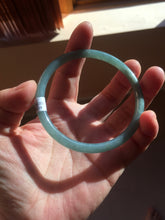 Load image into Gallery viewer, 58.5mm Certified Type A 100% Natural light green/blue/gray Guatemala slim round cut Jadeite bangle PD74-8134
