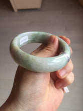 Load image into Gallery viewer, 56.5mm certificated Type A 100% Natural sunny green/purple/yellow  Monet’s Water Lilies Jade bangle E62-1029
