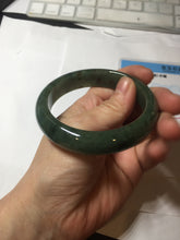 Load image into Gallery viewer, 57.5mm Certified Type A 100% Natural oily dark green(老油青)/gray Jadeite bangle BG226-3213
