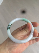 Load image into Gallery viewer, 57.5mm Certified 100% natural Type A icy sunny green/white/purple round cut jadeite jade bangle K107-2845
